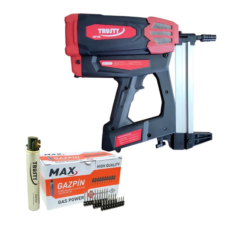 TRUSTY G9100 ÇİVİ ÇAKMA TABANCASI + 10.000 ÇİVİ + 10 GAZ -TRUSTY COMBO 1
